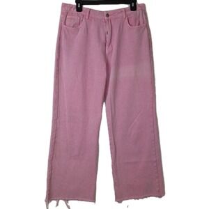 Pink Denim Jeans High Waisted Wide Leg Y2K Bubblegum Sassy‎ Shortcake L Large